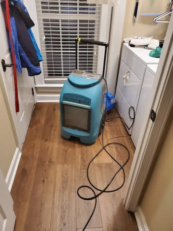 Commercial dehumidifier deployed for Flood Damage Cleanup in New Hyde Park