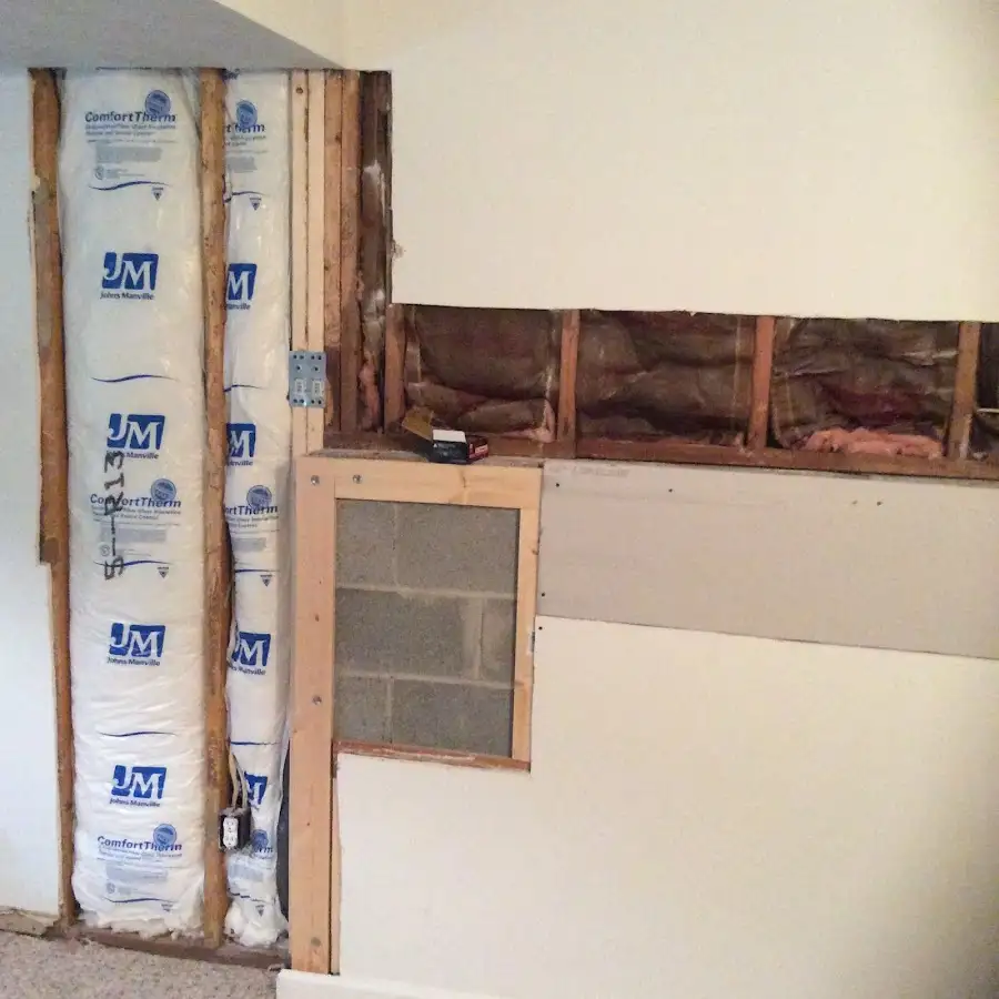 Wall insulation replacement during Contents Cleaning & Restoration in New Hyde Park